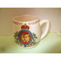 UNUSUAL PAIR SOLIAN WARE MUGS TO CELEBRATE  CROWNING  KING GEORGE 6TH AND  WIFE QUEEN MARY 1937