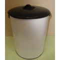 WHITE AND BLACK ENAMEL  BUCKET WITH LID