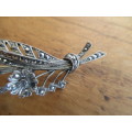 1960`S Marcasite style flower and leaf brooch