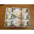 BEAUTIFUL SET OF SIX EXPRESSO CUPS AND SAUCERS IN ORIGINAL BOX BOARDMANS MADE IN CHINA