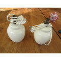 PAIR OF CREAM POTTERY LAMPS