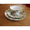 BEAUTIFUL SET OF SIX  ROSE CUPS ,SAUCERS AND SIDE PLATES (18 PIECES)
