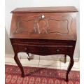A Lovely Small Ornate Front Desk in Maple Wood