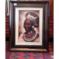 A STUNNING RELIEF PAINTING BY MIRIAM MASEKO SIGNED
