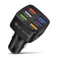 6 Port 15A Output Current PC Fire Retardant Material USB Car Charger Adapter QC3.0 Fast Charge Port