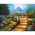 garden pavilion oil painting