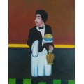 the waiter oil painting