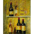 wine cellar oil painting