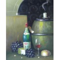 wine cellar oil painting still life