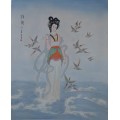 framed Asian Goddess oil painting