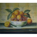 study of fruit in bowl still life oil painting
