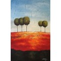 modern landscape with trees oil painting