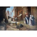 middle eastern market - oil painting