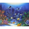 dolphins oil painting