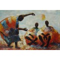 african themed oil painting - ubuntu