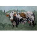 mark enslin oil painting  - nguni cow