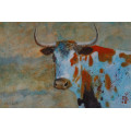 mark enslin oil painting  - nguni cow