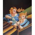 art deco style oil painting