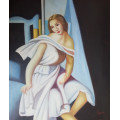 in style of lempicka oil painting