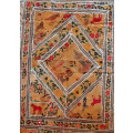antique indian (jaipur) hand embroidered wall hanging / throw