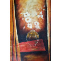 floral study in vase oil painting