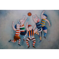 men playing sport oil painting