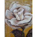 framed study of a rose floral oil painting