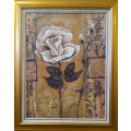 framed floral oil painting study of a rose