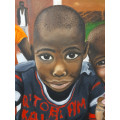 having fun - african oil painting - children