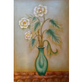 floral orchid in vase study oil painting