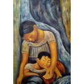 after diego rivera mother and child oil painting