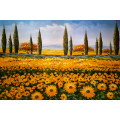 landscape with sunflower fields Oil Painting