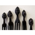 5 pcs male & female african wood figures