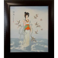 framed Asian Goddess oil painting