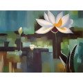 lotus lily floral study oil painting