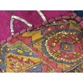 vintage indian hand embroidered fabric wall hanging / throw