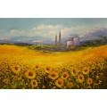 modern landscape with sunflowers oil painting