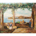 early settlers oil painting