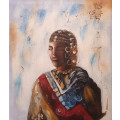 african tribal portrait oil painting