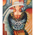 portrait of a lady with flowers oil painting