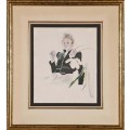 David Hockney - Cecilia In Black Dress With White Flowers print