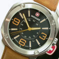 NEW $1650 GENTS WENGER GENTS WENGER 43MM TAN & BLACK DIAL SS 100M  ESCORT WATCH