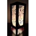 Handmade Vintage Style Thai Lamp with Buddha Design - Cream and Black