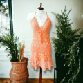 Crochet Beach Dress - Peach / Orange
