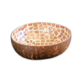 Handmade Mosaic Coconut Bowl with Elephant  - Peach