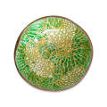Handmade Mosaic Painted Coconut Bowl - Green , Gold and White
