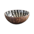 Handmade Mosaic Coconut Bowl - Black and Pearl White