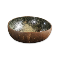 Handmade Painted Coconut Bowl - Black and Silver