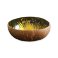 Handmade Painted Coconut Bowl - Black and Gold