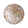 Handmade Mosaic Coconut Bowl - Peach with Flower Pattern